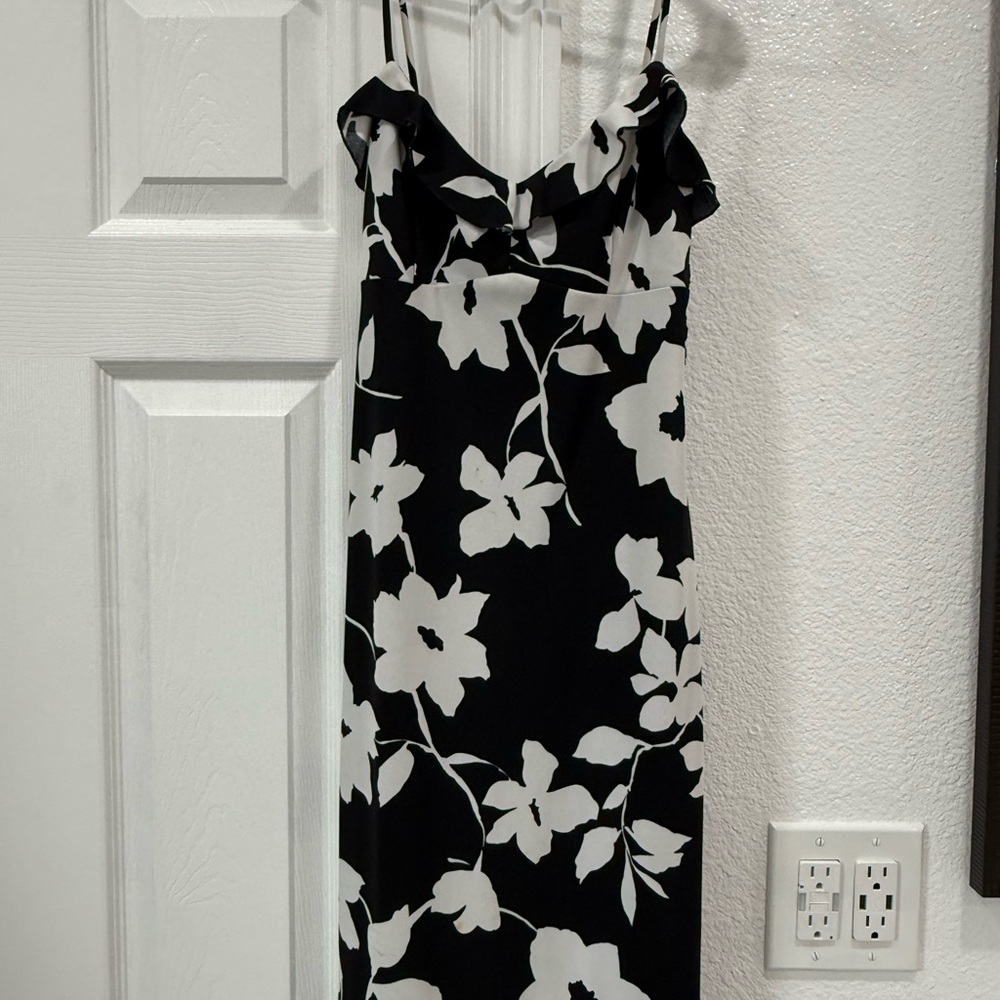 Black & White Floral Slip Dress